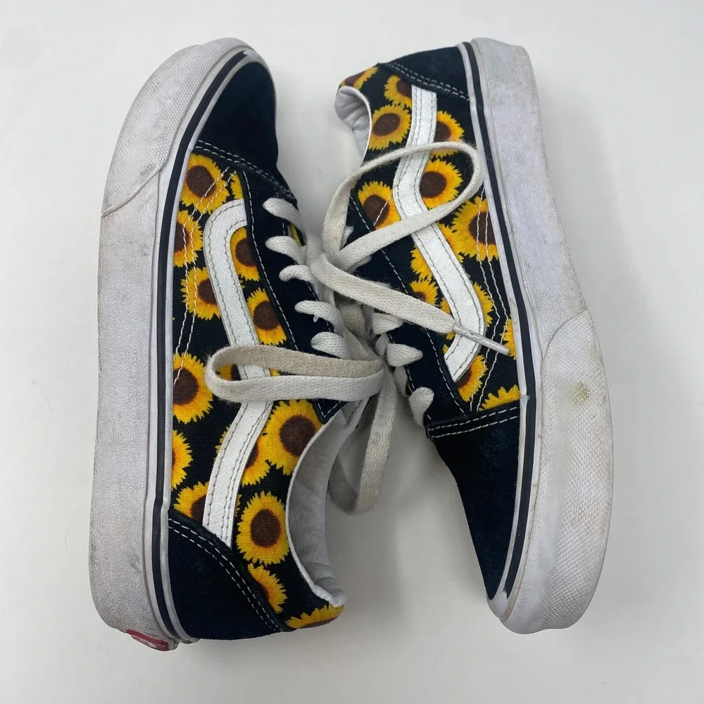 Vans Off the Wall Sunflowers Lace up Low‎ Top Shoes US Junior Girls Size 4